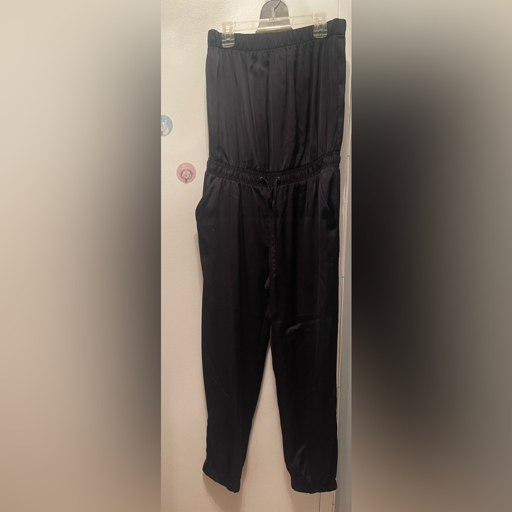 Strapless Silky Black Romper For Women Size M. Great Condition